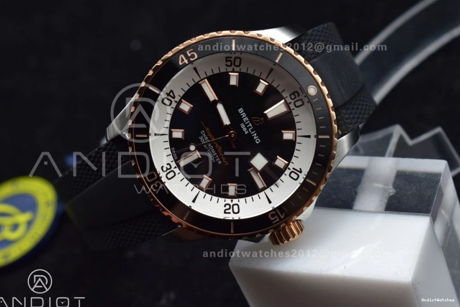 A SuperOcean Rubber Automatic BLSF Best 1:1 1165 Edition Black Comfortable RG Black on SS Strap 42 Dial 1005